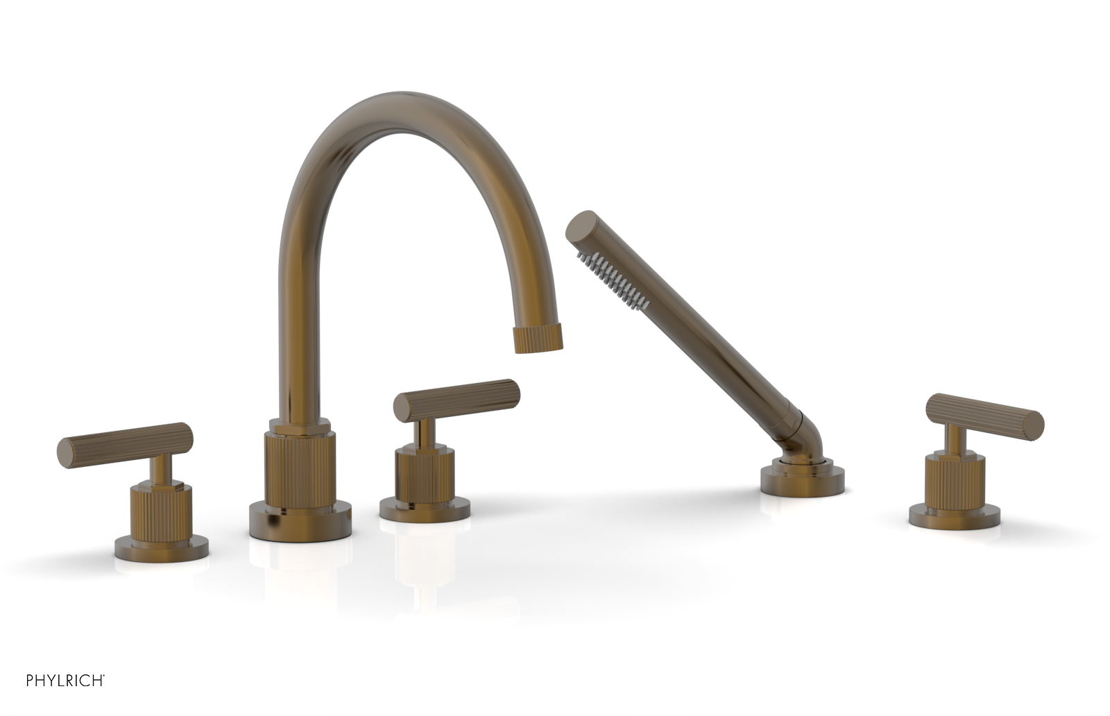 DUSTRIE - Deck Tub Set with Hand Shower - Lever Handles - Grooved 370-49