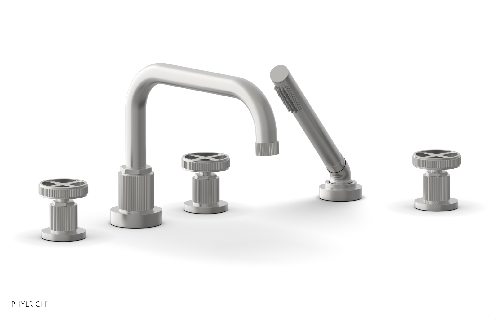 DUSTRIE - Deck Tub Set with Hand Shower - Cross Handles - Grooved 370-50