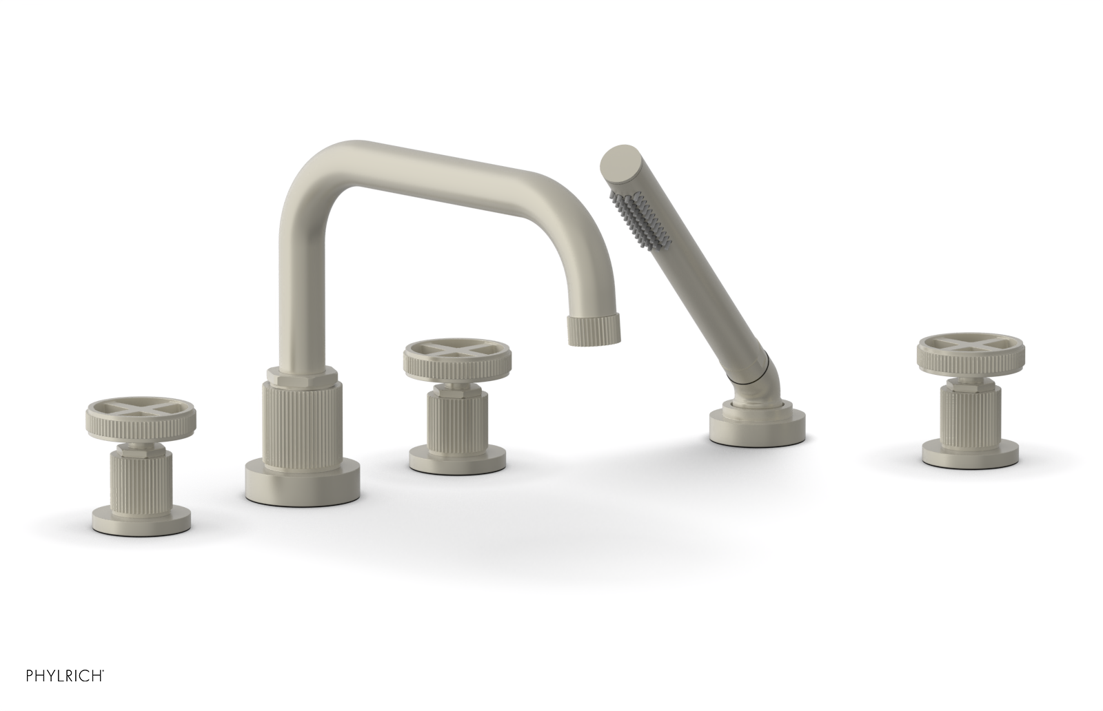 DUSTRIE - Deck Tub Set with Hand Shower - Cross Handles - Grooved 370-50