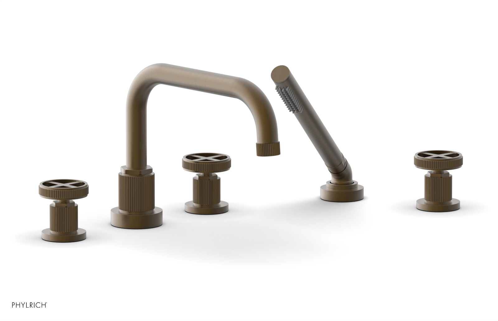 DUSTRIE - Deck Tub Set with Hand Shower - Cross Handles - Grooved 370-50