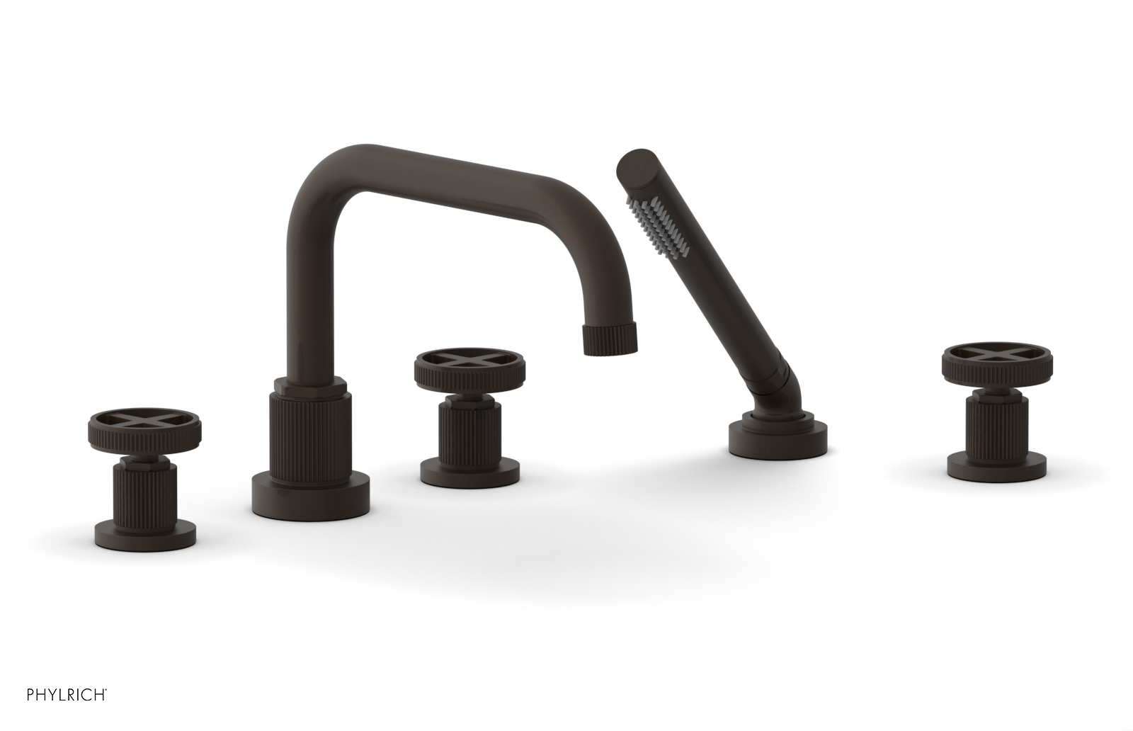 DUSTRIE - Deck Tub Set with Hand Shower - Cross Handles - Grooved 370-50