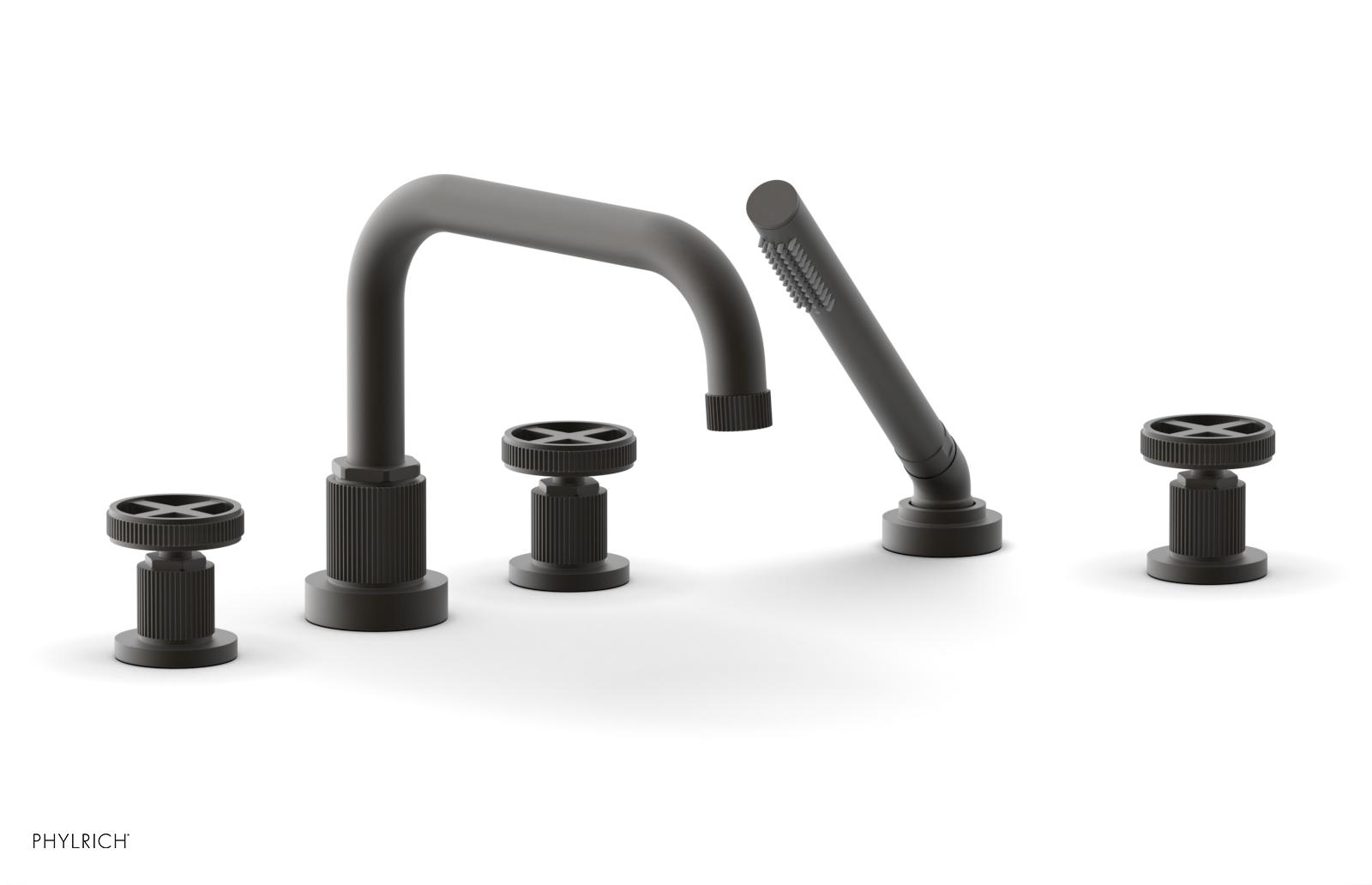 DUSTRIE - Deck Tub Set with Hand Shower - Cross Handles - Grooved 370-50