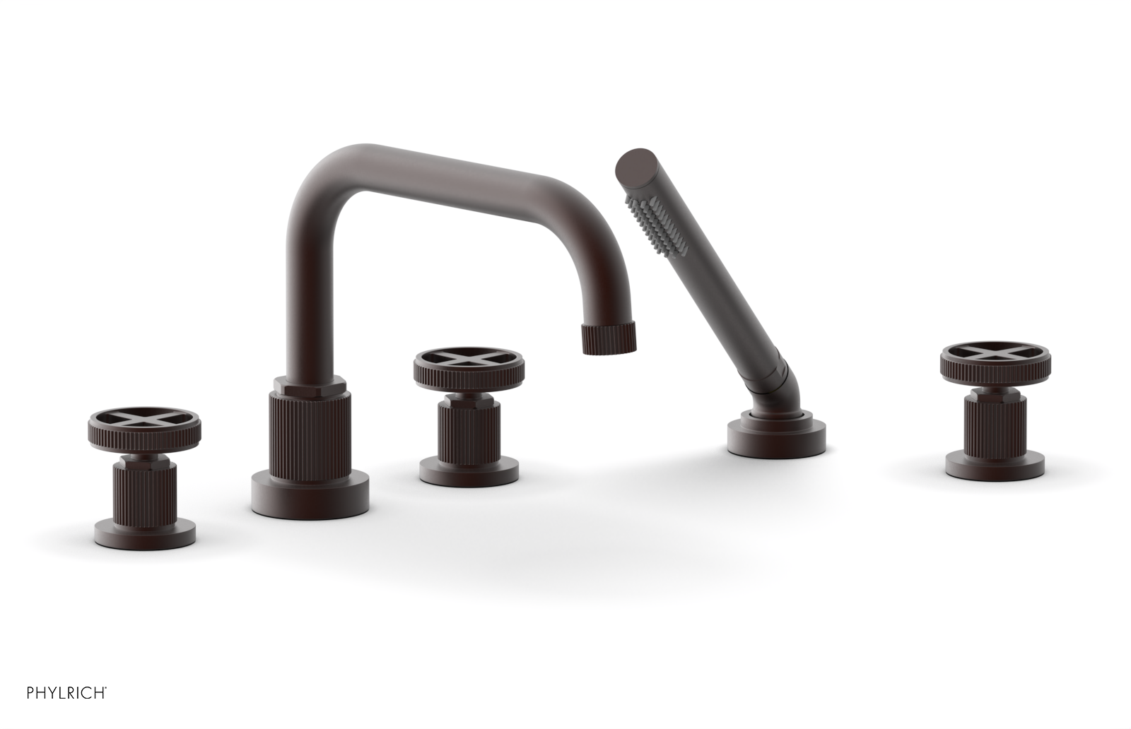 DUSTRIE - Deck Tub Set with Hand Shower - Cross Handles - Grooved 370-50