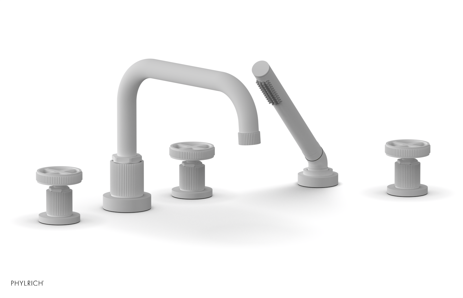 DUSTRIE - Deck Tub Set with Hand Shower - Cross Handles - Grooved 370-50