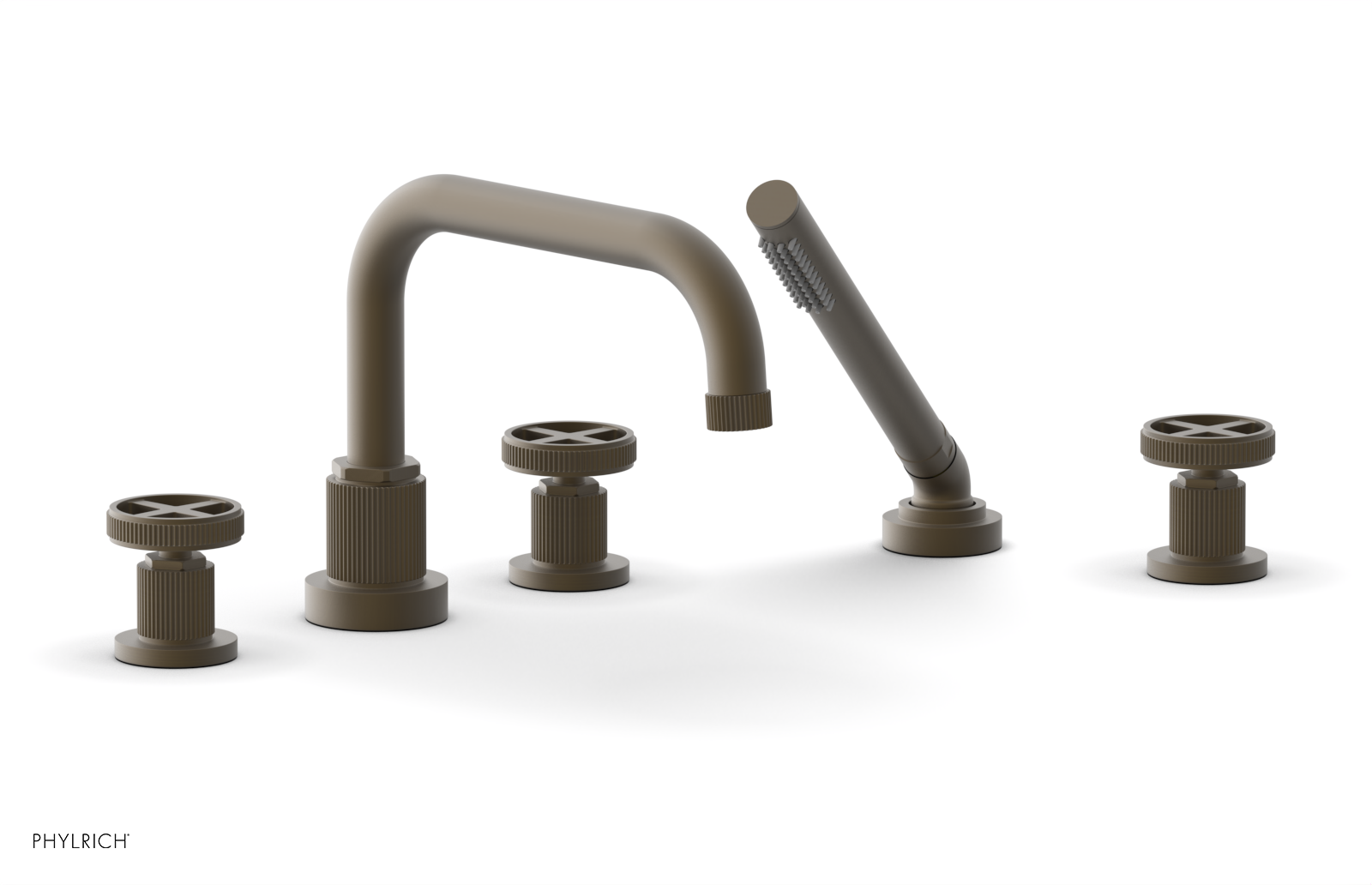 DUSTRIE - Deck Tub Set with Hand Shower - Cross Handles - Grooved 370-50