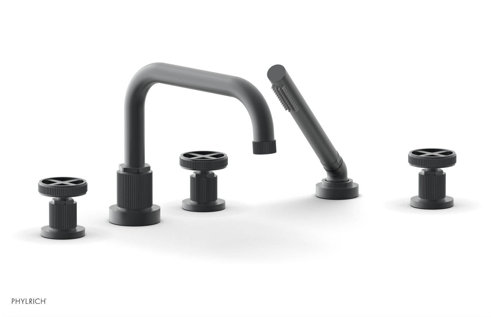 DUSTRIE - Deck Tub Set with Hand Shower - Cross Handles - Grooved 370-50