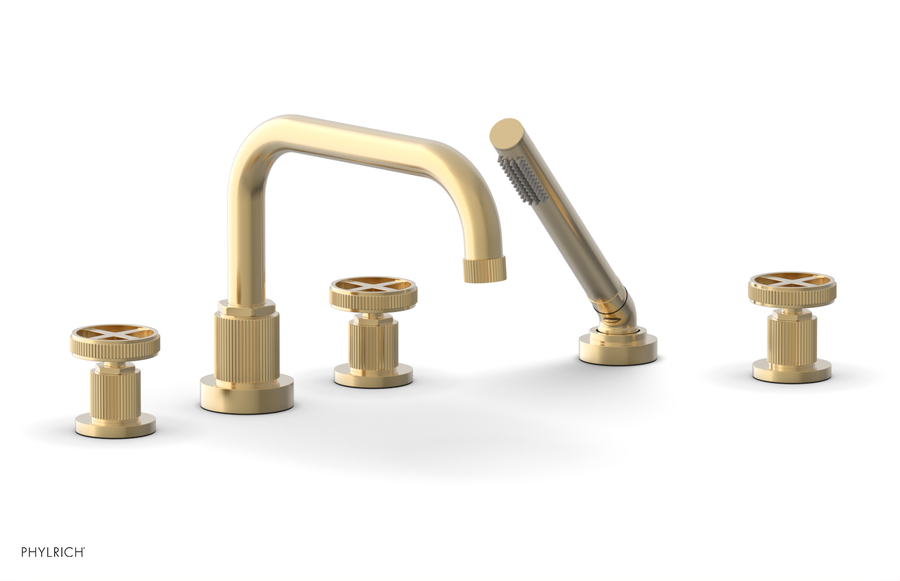 DUSTRIE - Deck Tub Set with Hand Shower - Cross Handles - Grooved 370-50