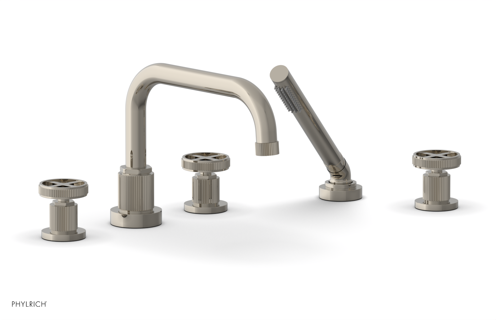 DUSTRIE - Deck Tub Set with Hand Shower - Cross Handles - Grooved 370-50