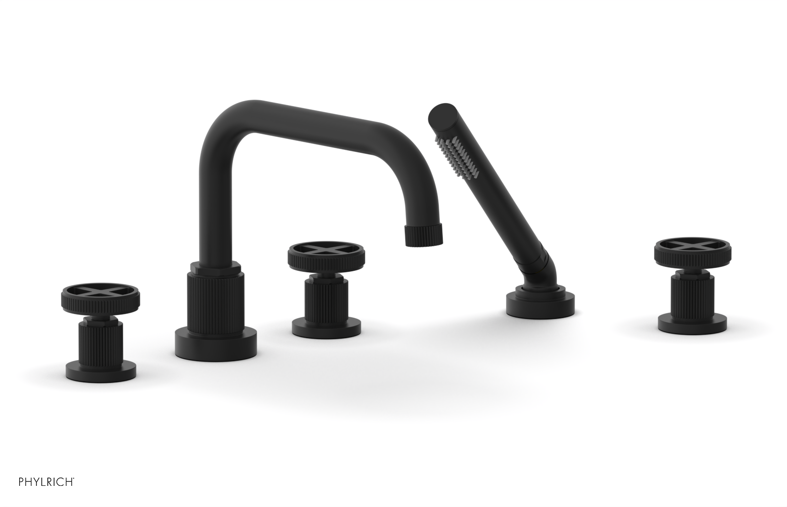 DUSTRIE - Deck Tub Set with Hand Shower - Cross Handles - Grooved 370-50