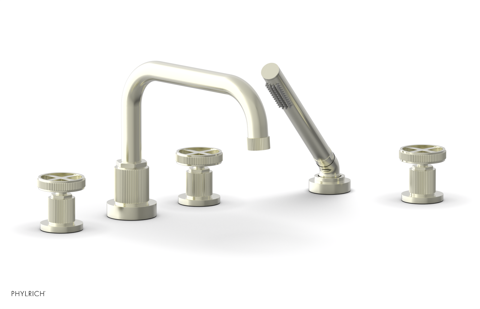 DUSTRIE - Deck Tub Set with Hand Shower - Cross Handles - Grooved 370-50