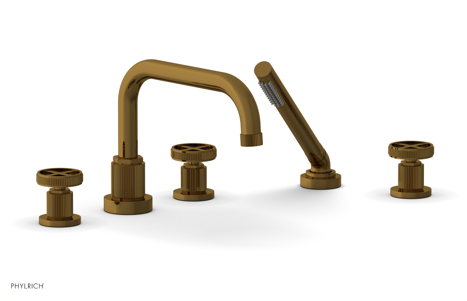 DUSTRIE - Deck Tub Set with Hand Shower - Cross Handles - Grooved 370-50