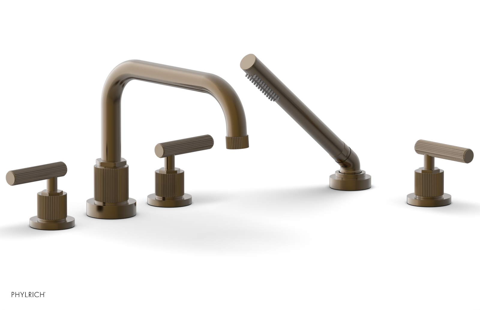 DUSTRIE - Deck Tub Set with Hand Shower - Lever Handles - Grooved 370-51