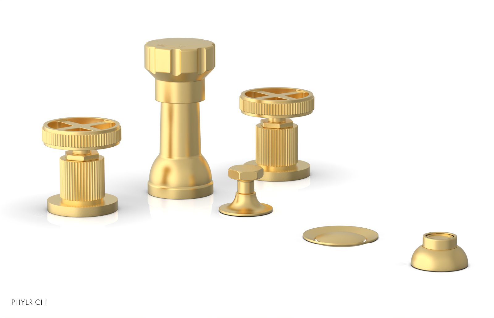 DUSTRIE - Four Hole Bidet Set - Cross Handles - Grooved 370-60