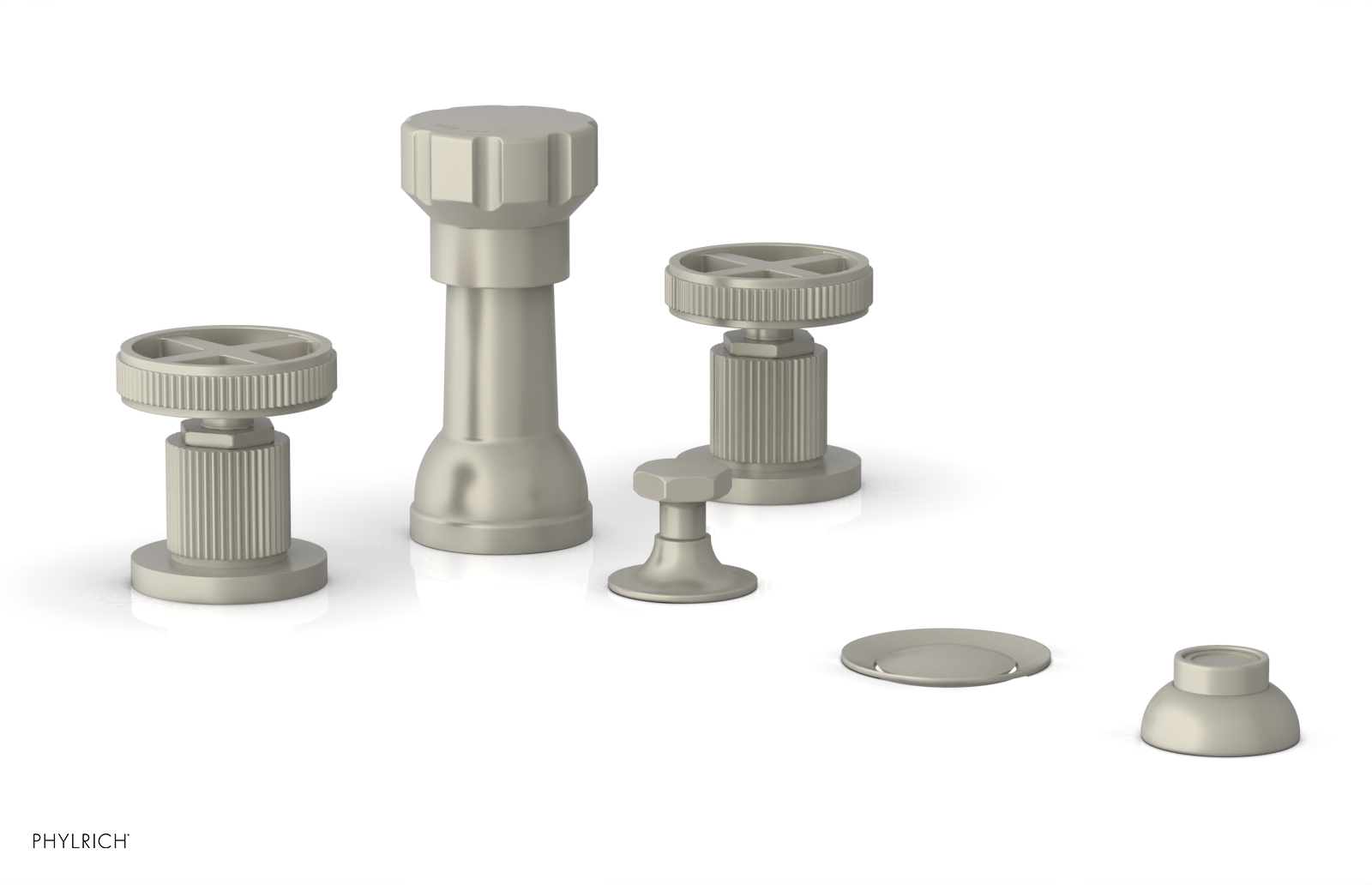 DUSTRIE - Four Hole Bidet Set - Cross Handles - Grooved 370-60