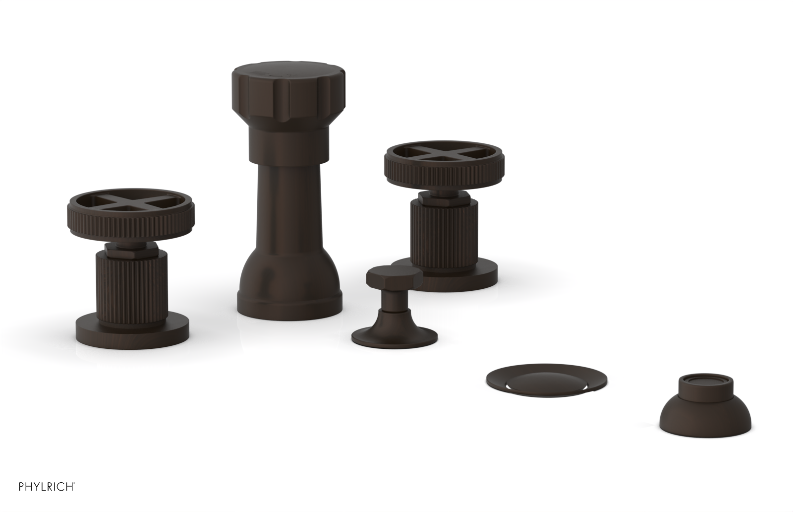 DUSTRIE - Four Hole Bidet Set - Cross Handles - Grooved 370-60