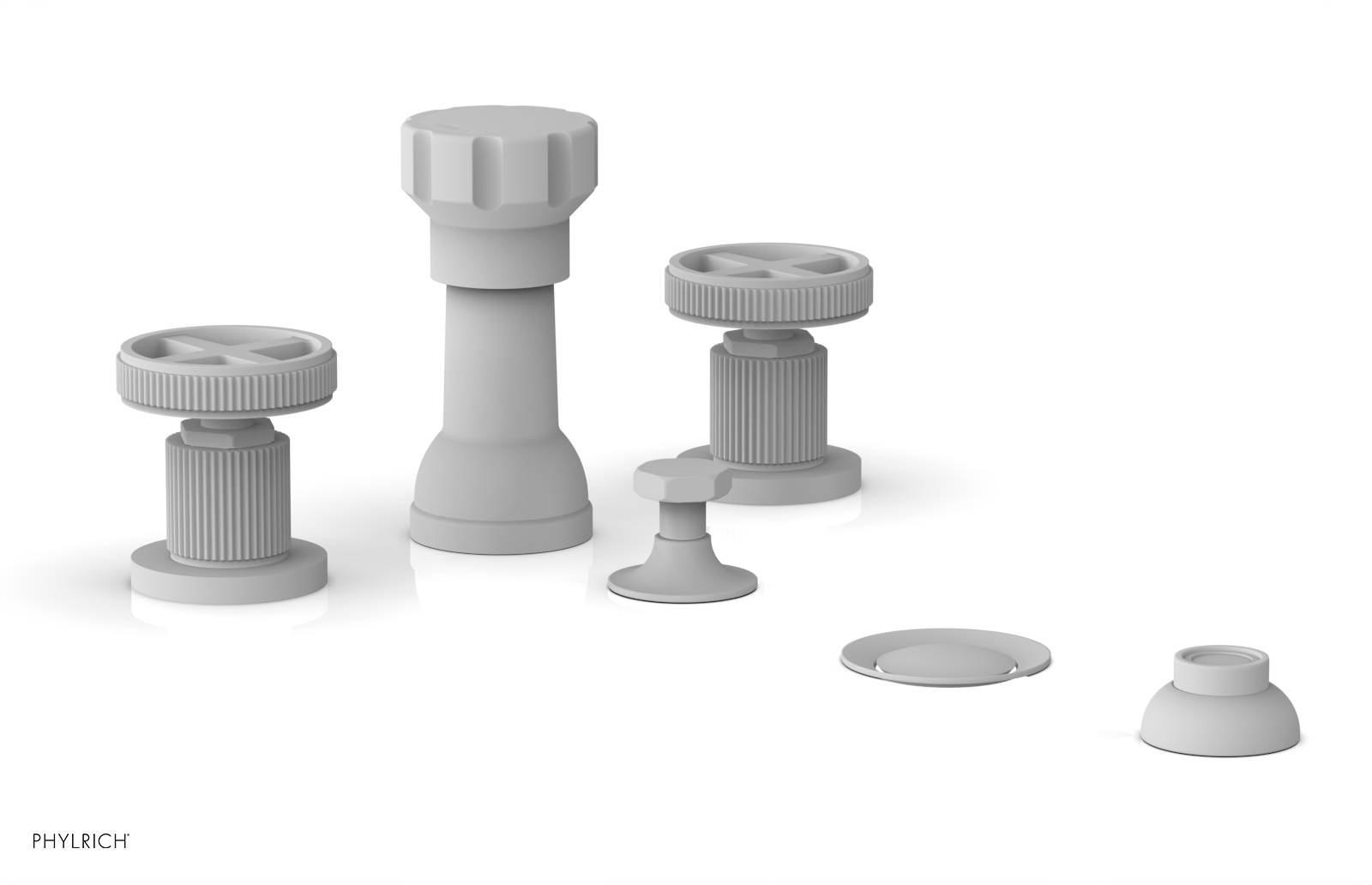 DUSTRIE - Four Hole Bidet Set - Cross Handles - Grooved 370-60