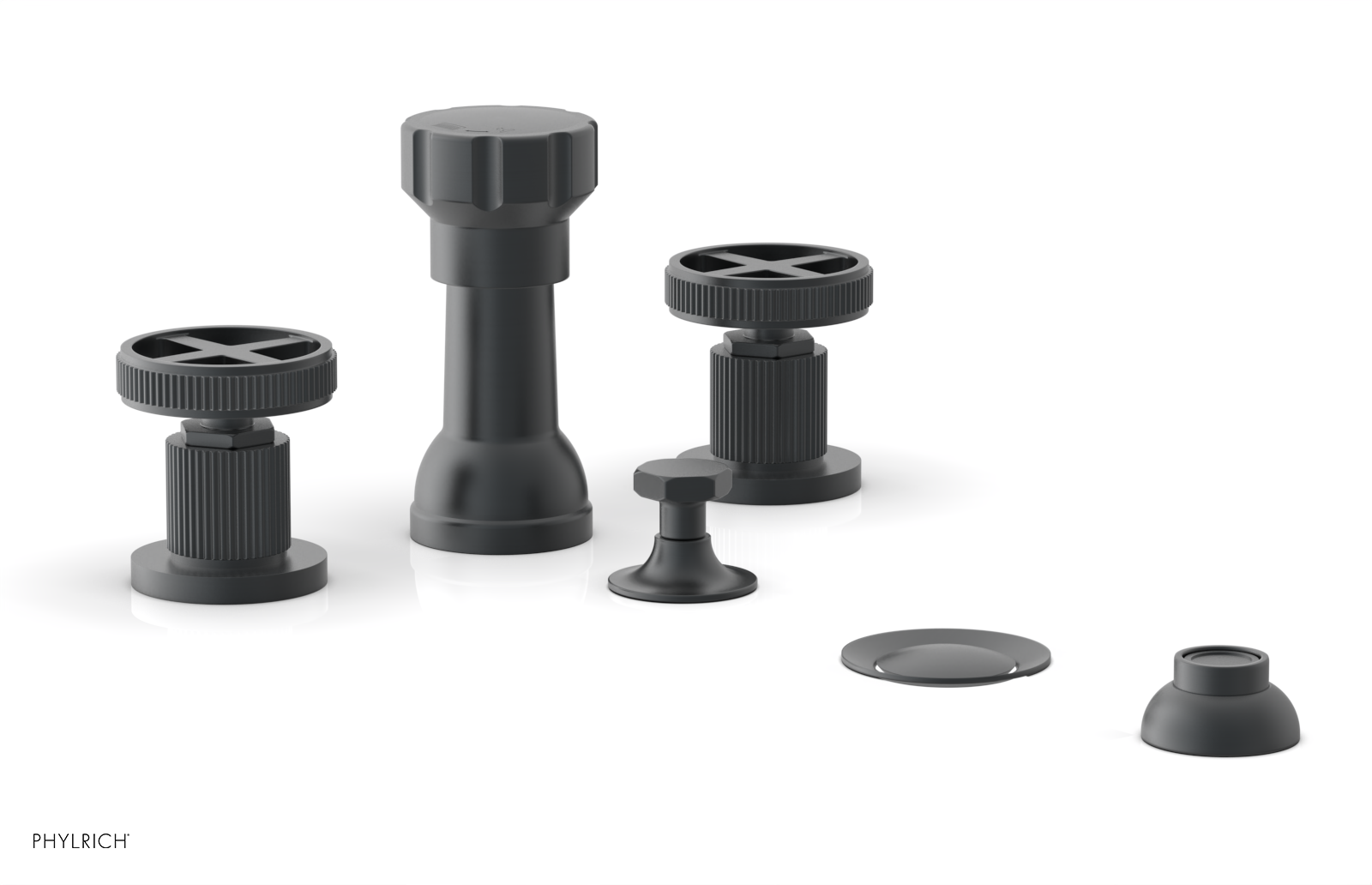 DUSTRIE - Four Hole Bidet Set - Cross Handles - Grooved 370-60