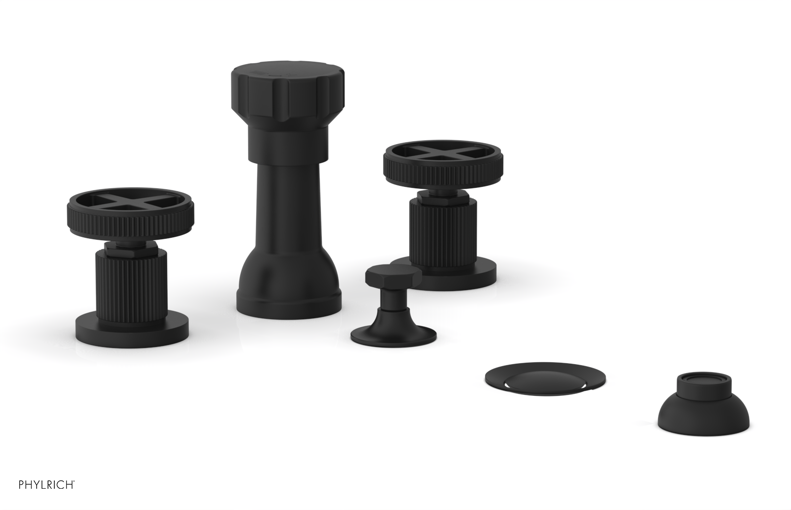 DUSTRIE - Four Hole Bidet Set - Cross Handles - Grooved 370-60