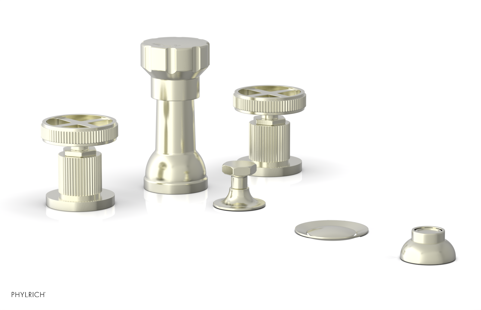 DUSTRIE - Four Hole Bidet Set - Cross Handles - Grooved 370-60