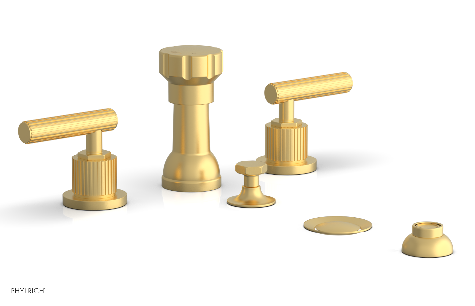 DUSTRIE - Four Hole Bidet Set - Lever Handles - Grooved 370-61