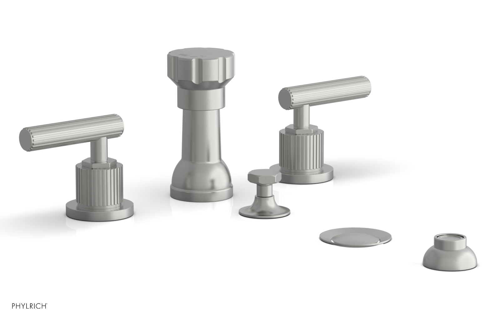 DUSTRIE - Four Hole Bidet Set - Lever Handles - Grooved 370-61