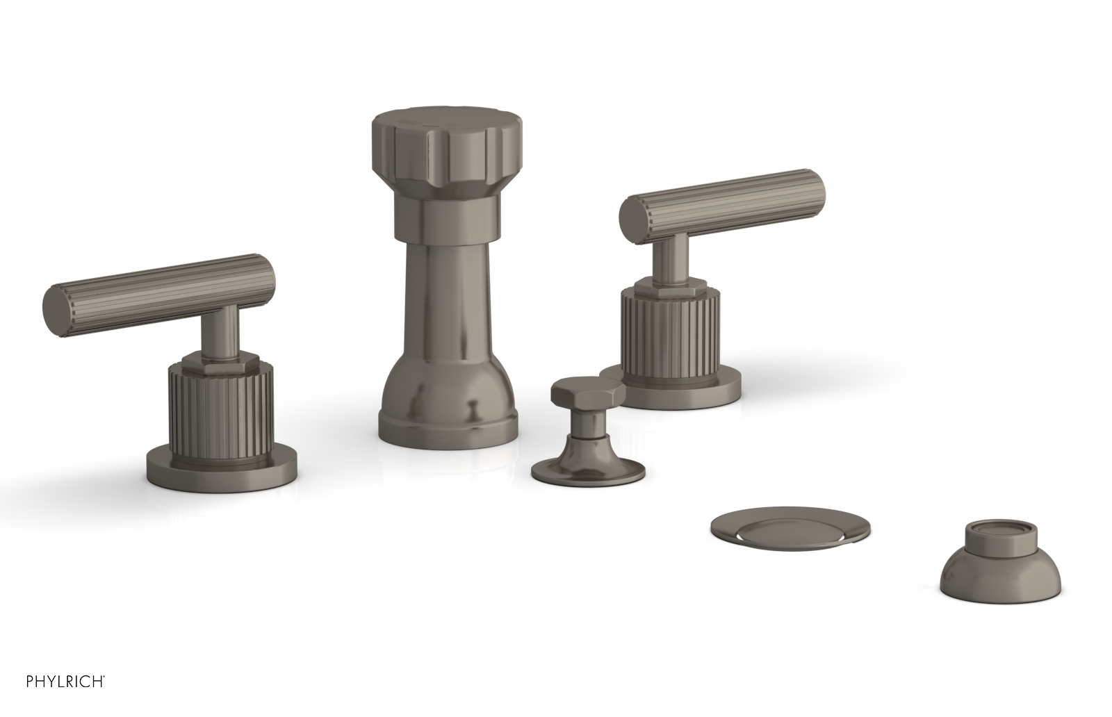 DUSTRIE - Four Hole Bidet Set - Lever Handles - Grooved 370-61