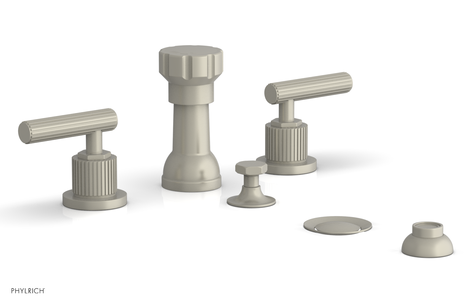 DUSTRIE - Four Hole Bidet Set - Lever Handles - Grooved 370-61