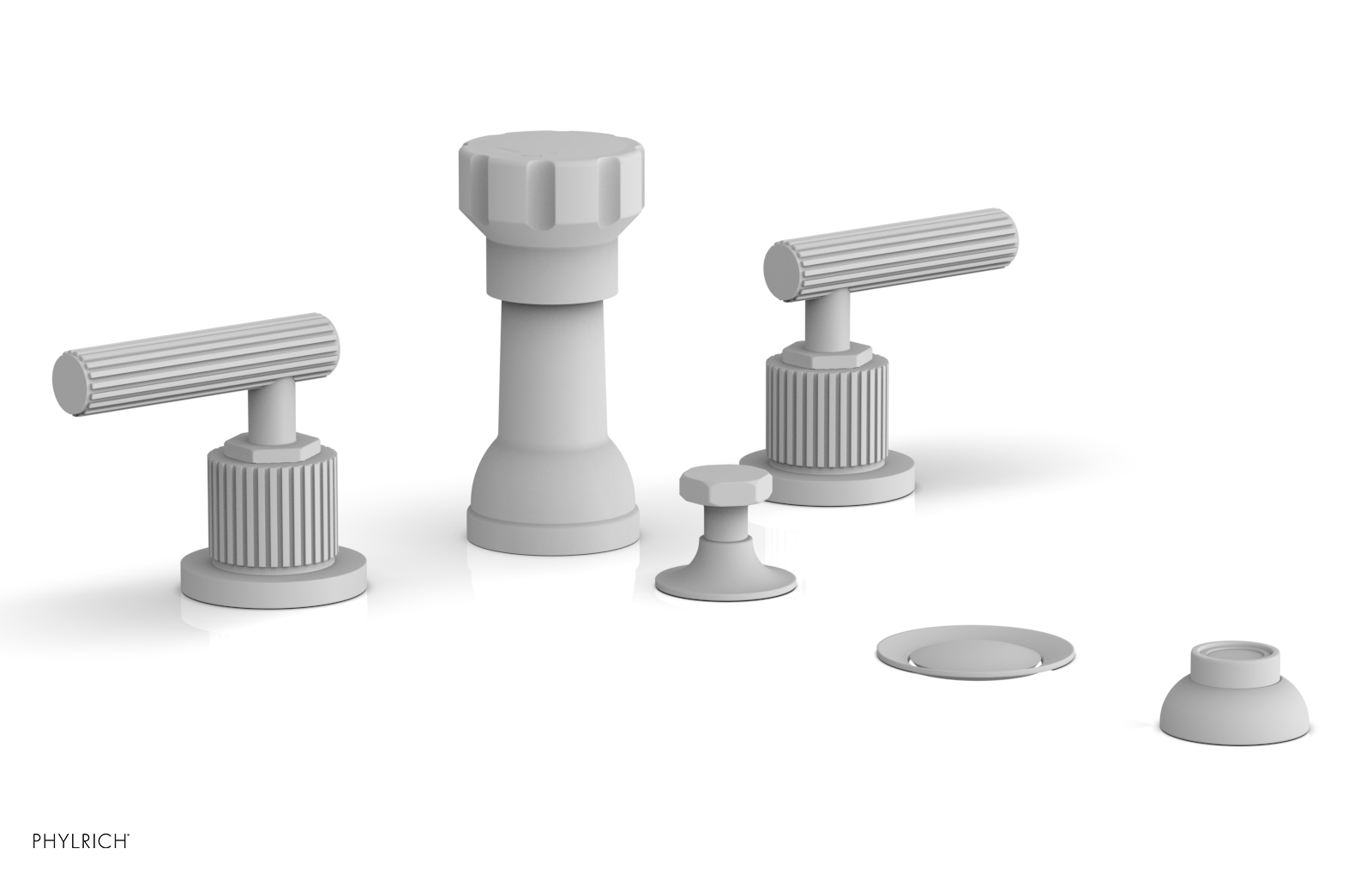 DUSTRIE - Four Hole Bidet Set - Lever Handles - Grooved 370-61