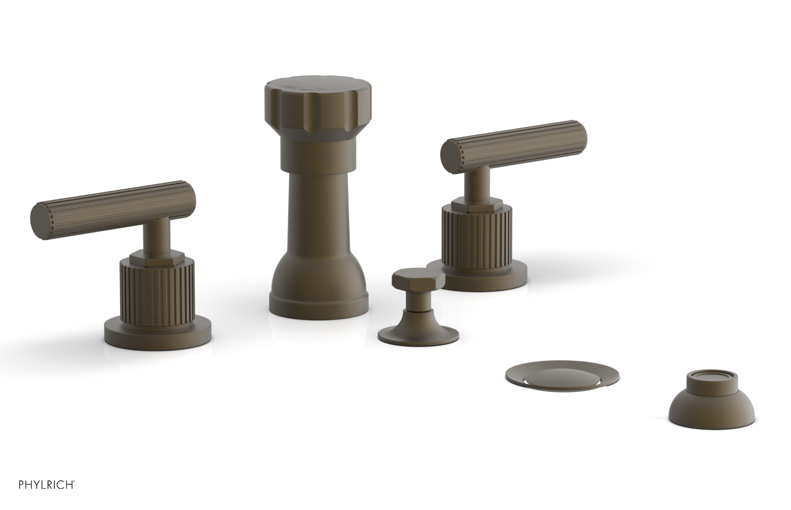 DUSTRIE - Four Hole Bidet Set - Lever Handles - Grooved 370-61