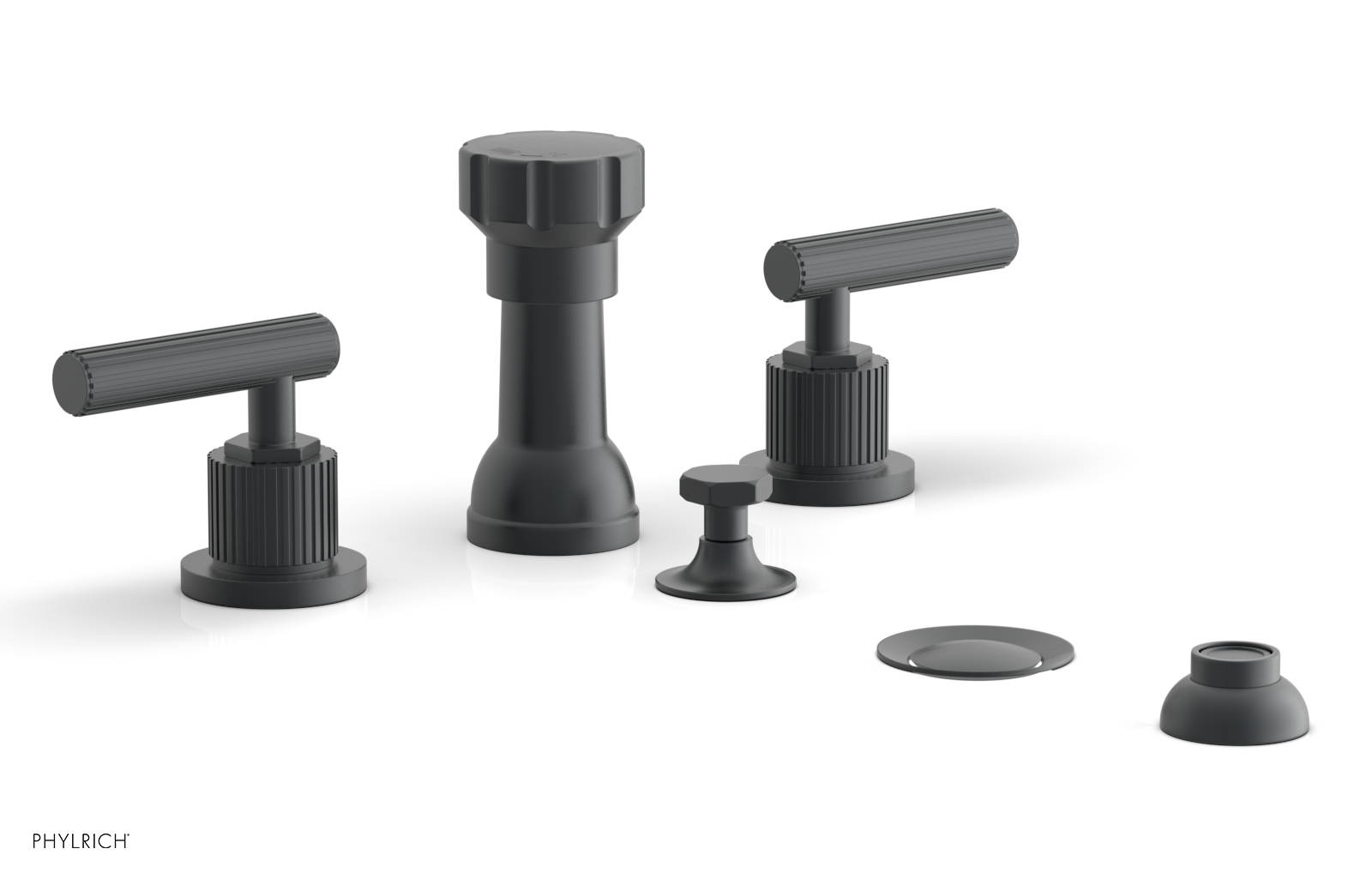 DUSTRIE - Four Hole Bidet Set - Lever Handles - Grooved 370-61