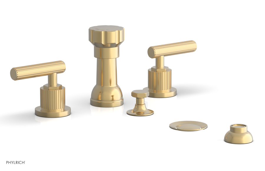 DUSTRIE - Four Hole Bidet Set - Lever Handles - Grooved 370-61