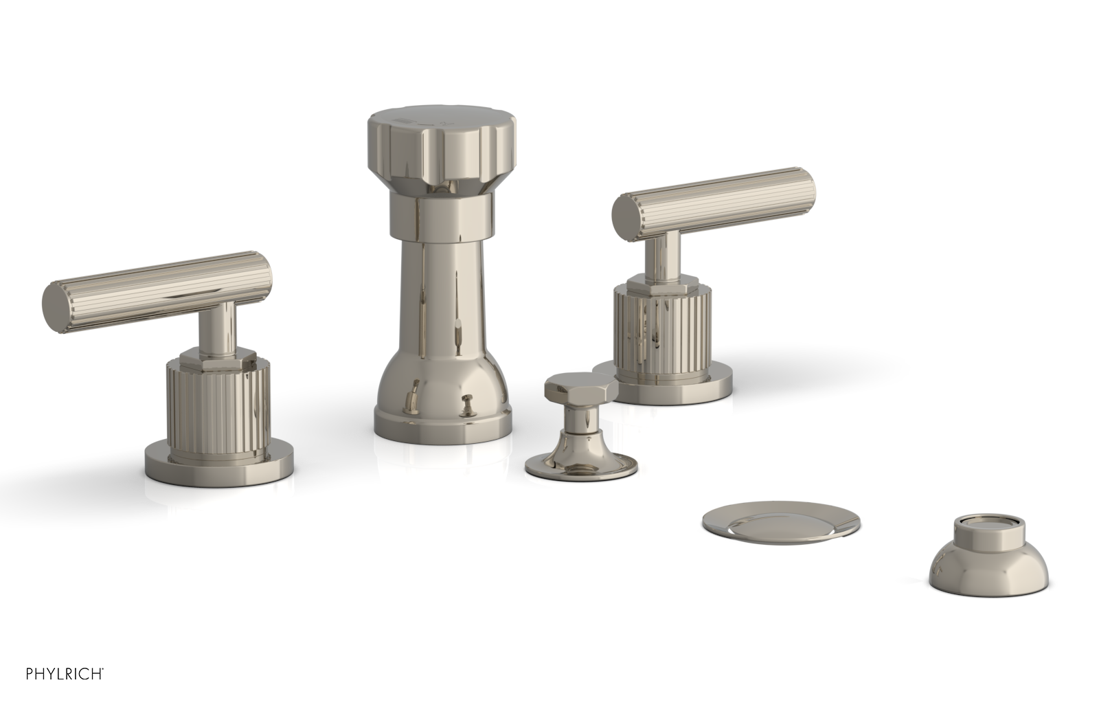 DUSTRIE - Four Hole Bidet Set - Lever Handles - Grooved 370-61