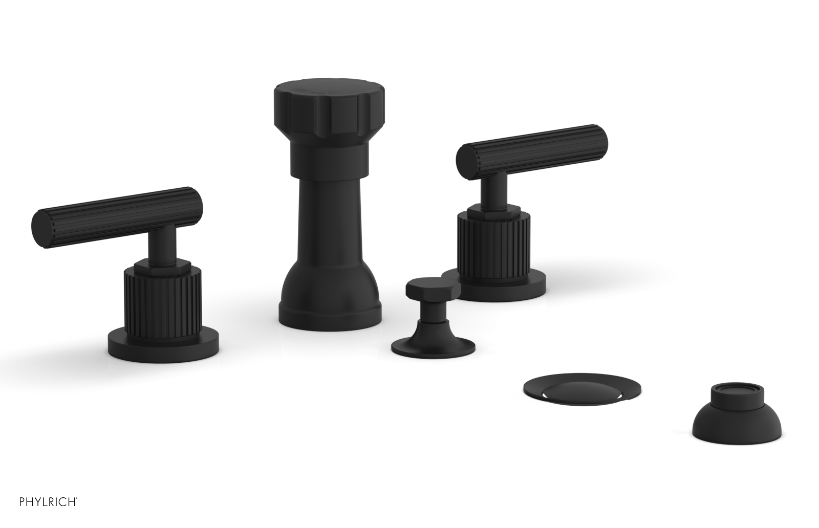 DUSTRIE - Four Hole Bidet Set - Lever Handles - Grooved 370-61