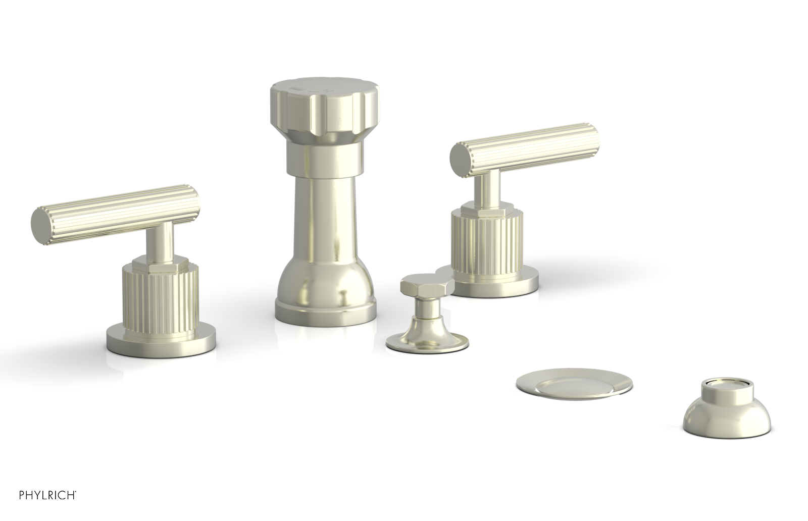 DUSTRIE - Four Hole Bidet Set - Lever Handles - Grooved 370-61