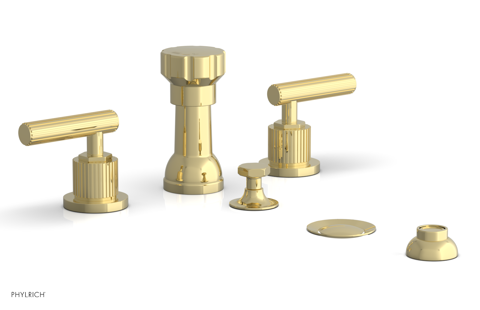 DUSTRIE - Four Hole Bidet Set - Lever Handles - Grooved 370-61