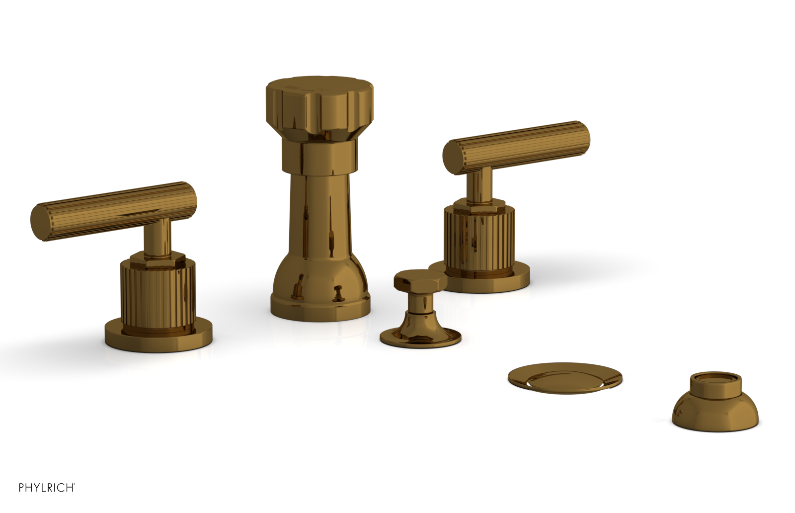 DUSTRIE - Four Hole Bidet Set - Lever Handles - Grooved 370-61