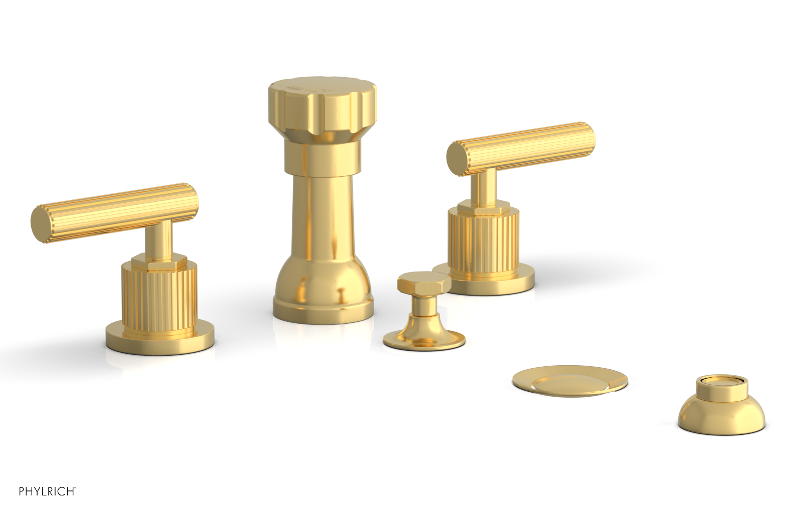 DUSTRIE - Four Hole Bidet Set - Lever Handles - Grooved 370-61