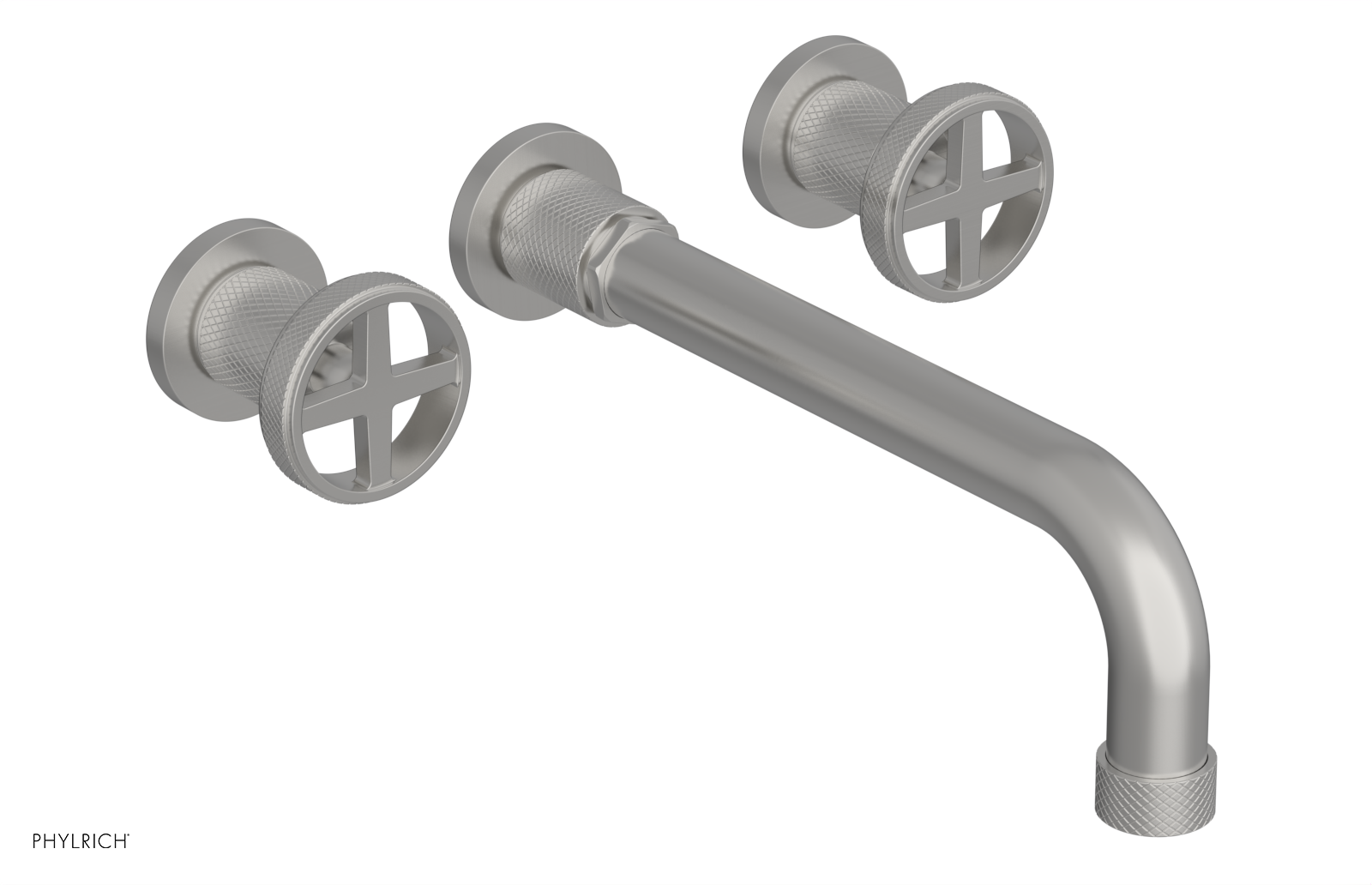 DUSTRIE Wall Lavatory Set - 10" Spout - Cross Handle - Knurled 371-11-10