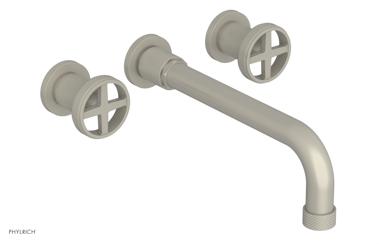 DUSTRIE Wall Lavatory Set - 10" Spout - Cross Handle - Knurled 371-11-10