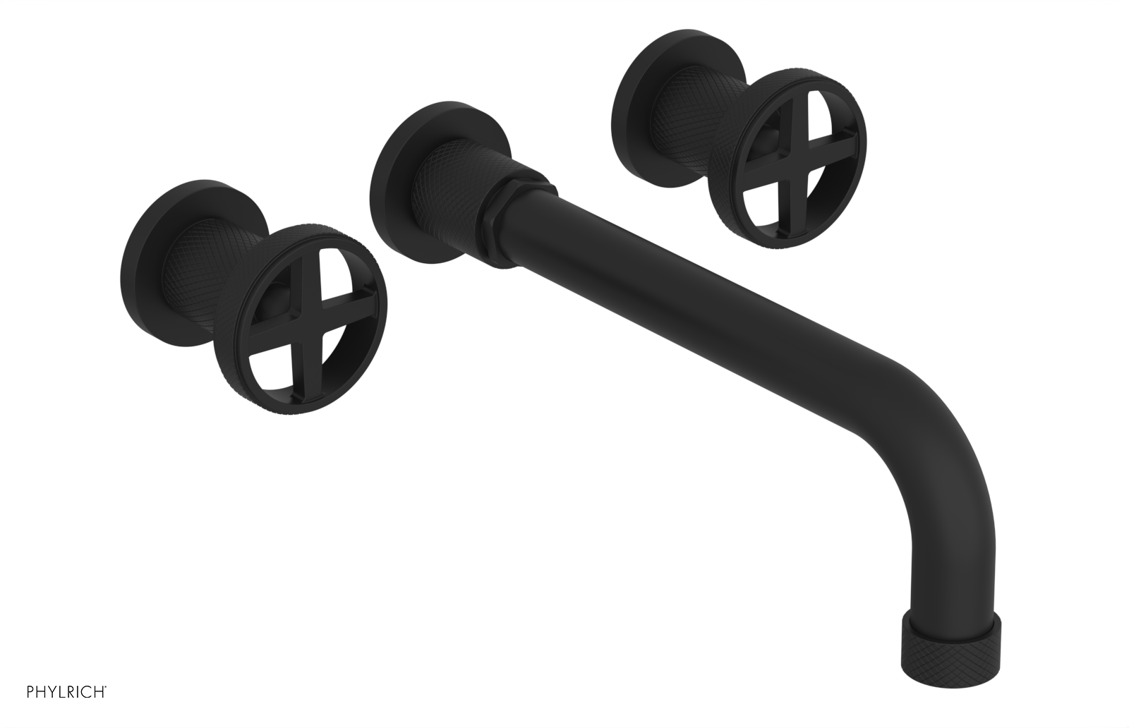 DUSTRIE Wall Lavatory Set - 10" Spout - Cross Handle - Knurled 371-11-10