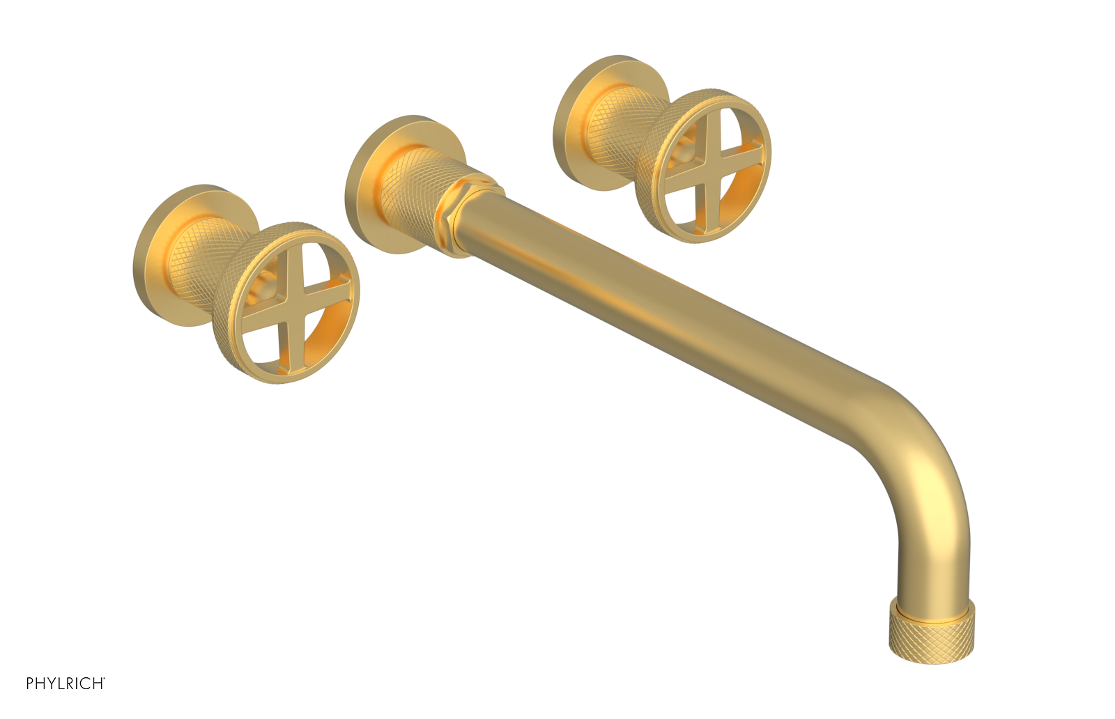 DUSTRIE Wall Lavatory Set - 12" Spout - Cross Handle - Knurled 371-11-12