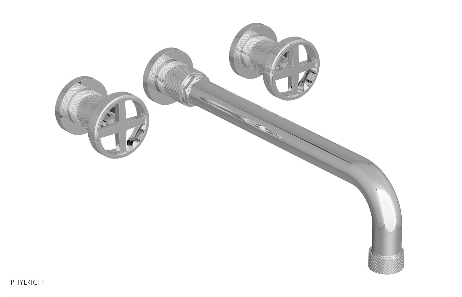 DUSTRIE Wall Lavatory Set - 12" Spout - Cross Handle - Knurled 371-11-12