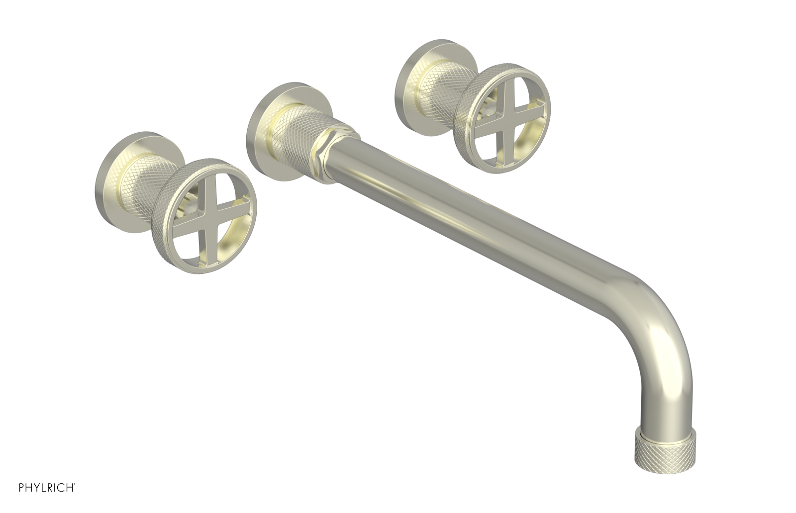 DUSTRIE Wall Lavatory Set - 12" Spout - Cross Handle - Knurled 371-11-12