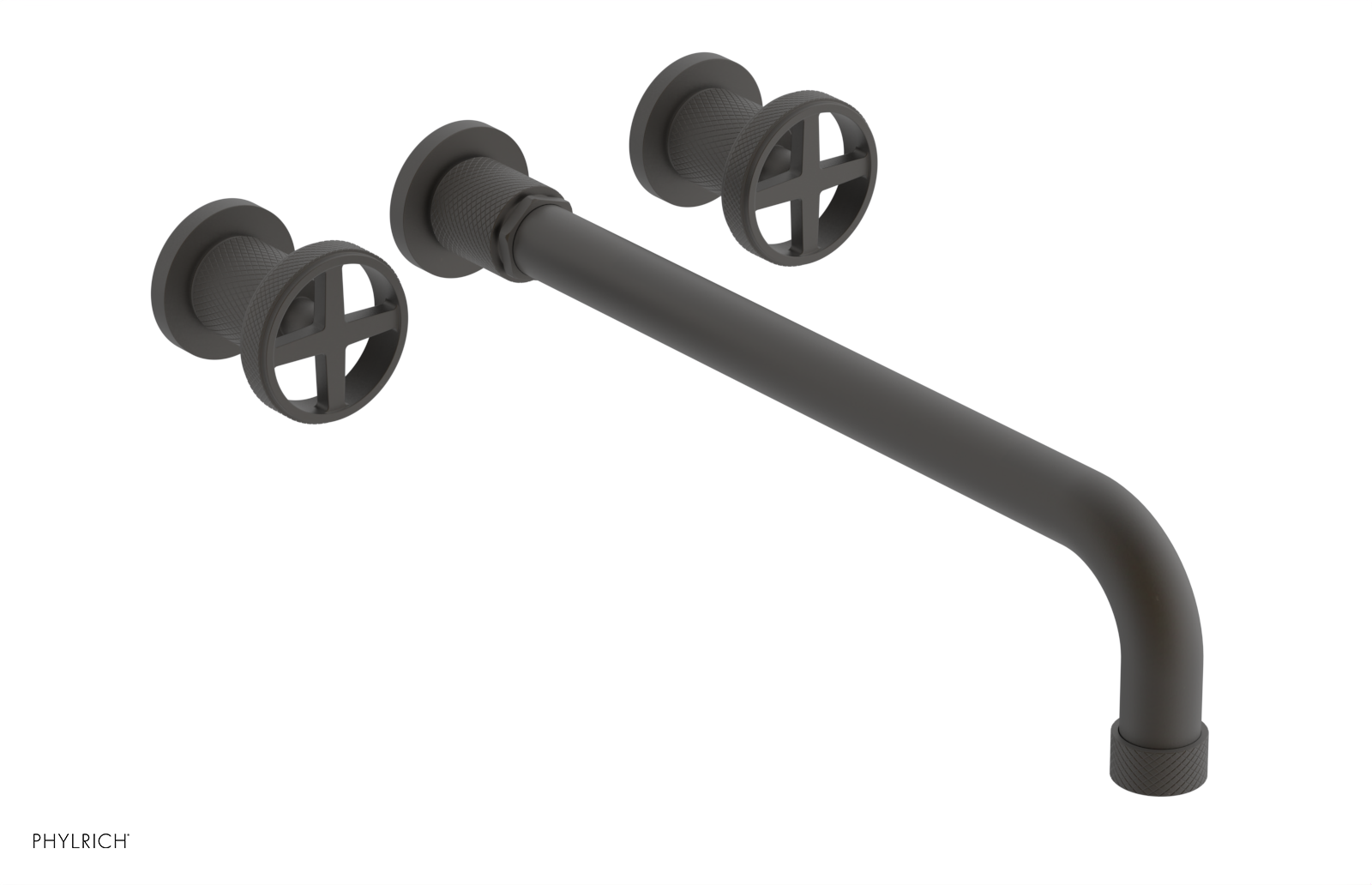 DUSTRIE Wall Lavatory Set - 14" Spout - Cross Handle - Knurled 371-11-14