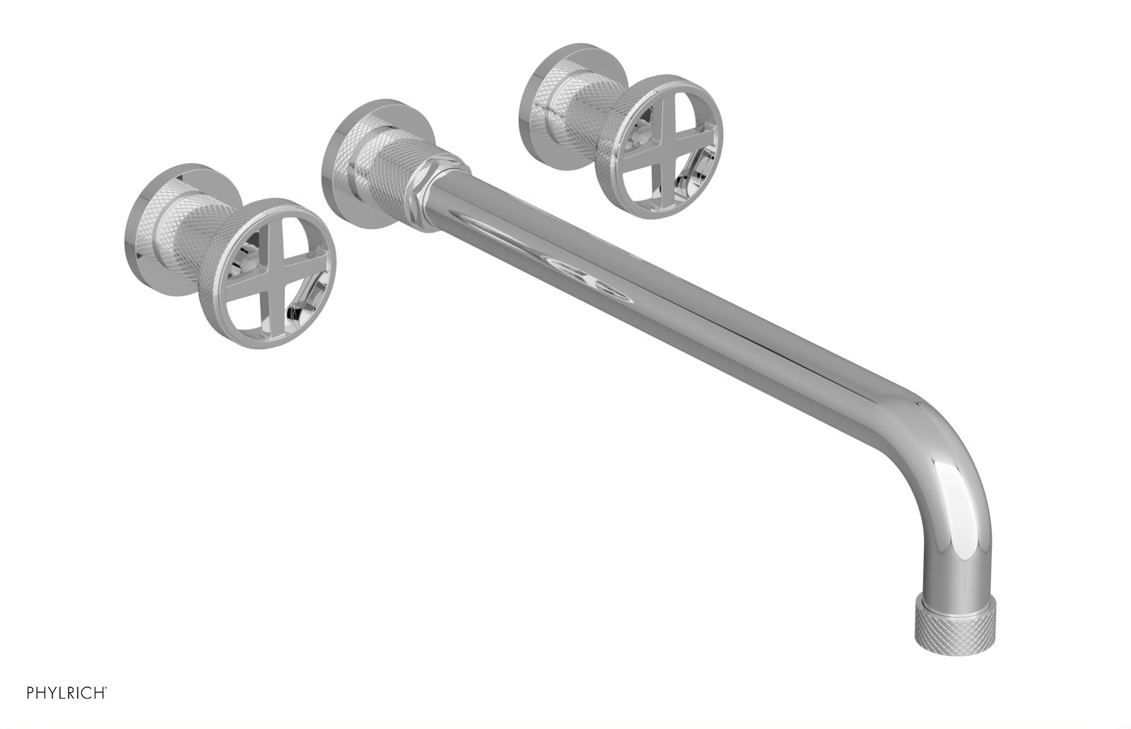DUSTRIE - Wall Tub Set - 14" Spout - Cross Handles - Knurled 371-56-14
