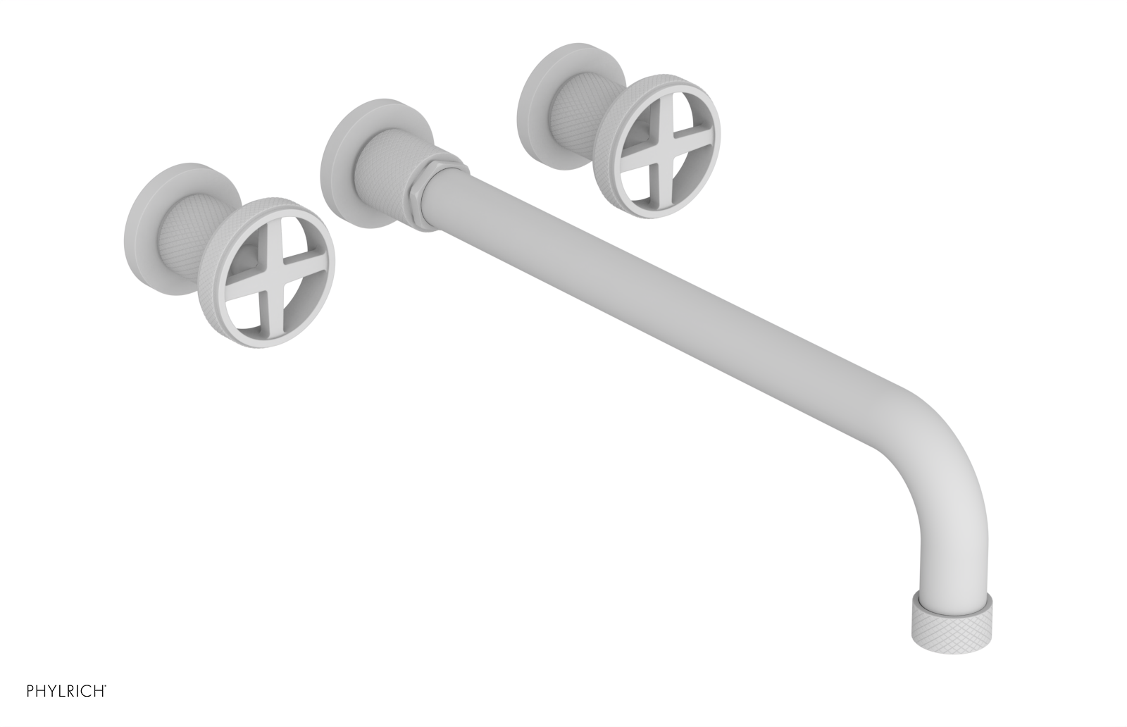 DUSTRIE Wall Lavatory Set - 14" Spout - Cross Handle - Knurled 371-11-14