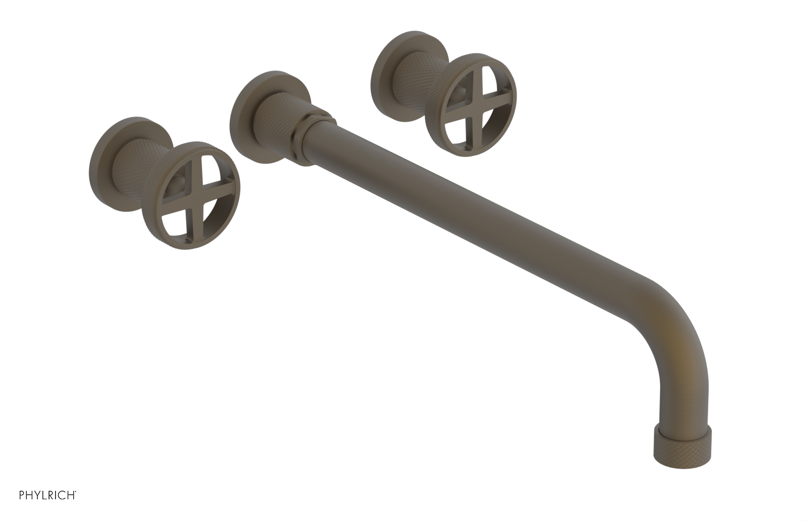 DUSTRIE Wall Lavatory Set - 14" Spout - Cross Handle - Knurled 371-11-14