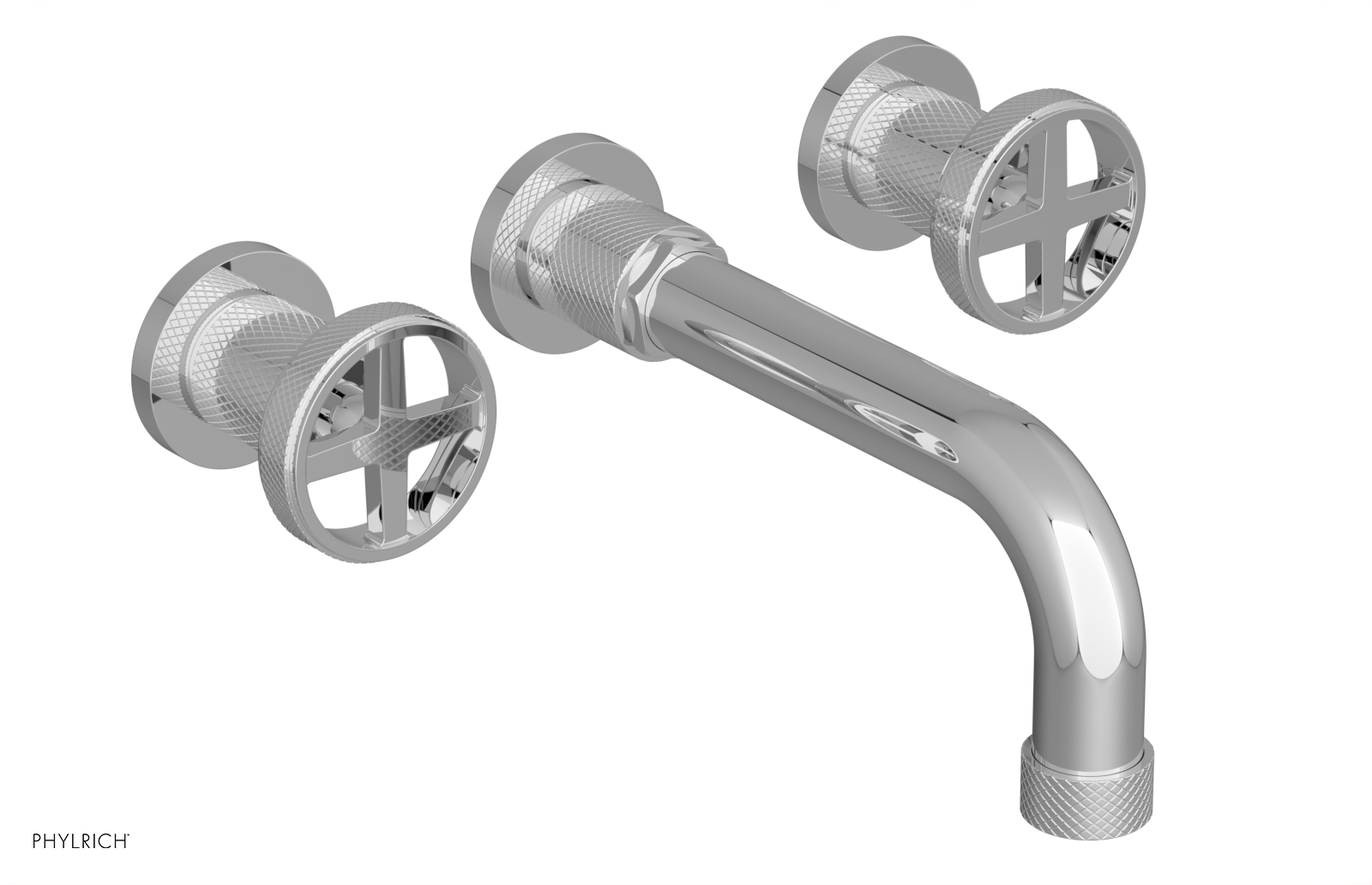DUSTRIE Wall Lavatory Set - 7 5/8" Spout - Cross Handle - Knurled 371-11