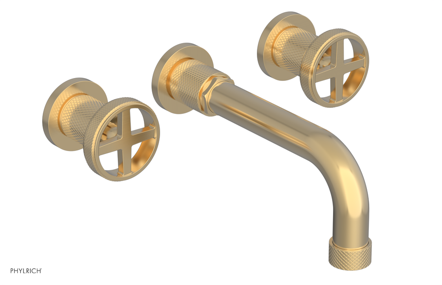 DUSTRIE Wall Lavatory Set - 7 5/8" Spout - Cross Handle - Knurled 371-11