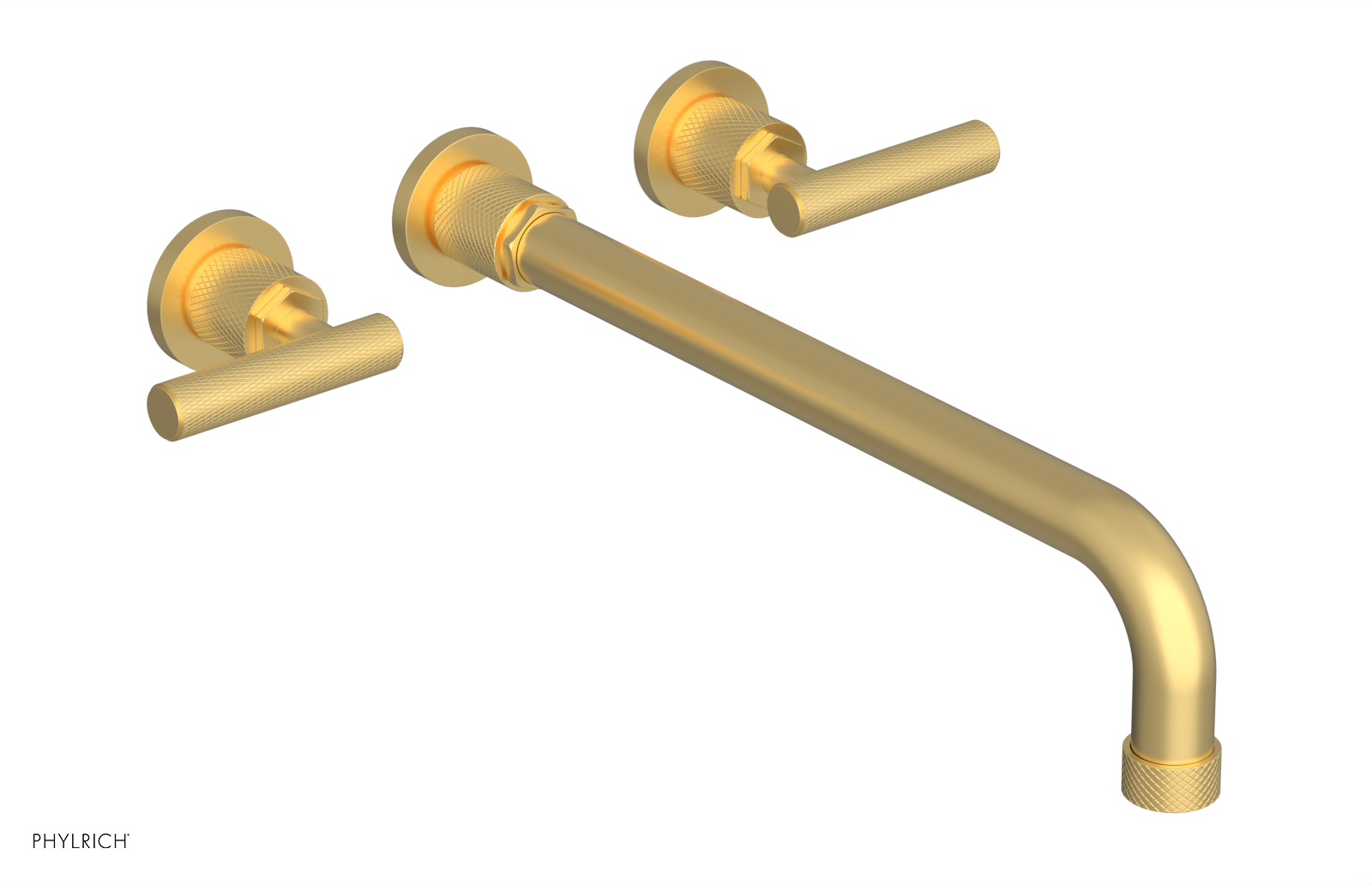 DUSTRIE Wall Lavatory Set - 14" Spout - Lever Handle - Knurled 371-12-14